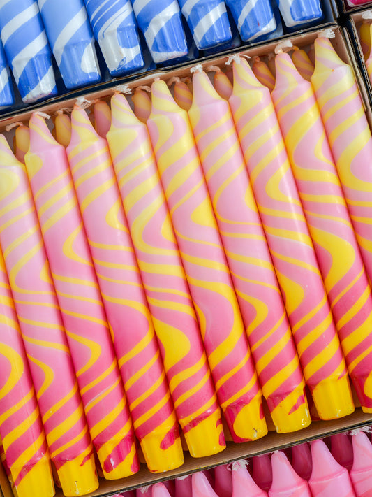 Summer Marble Candles - Pink / Yellow
