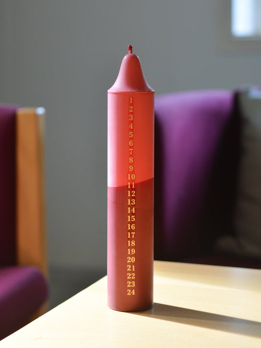 Advent Candle, Kalenderlys Fuchsia & Red