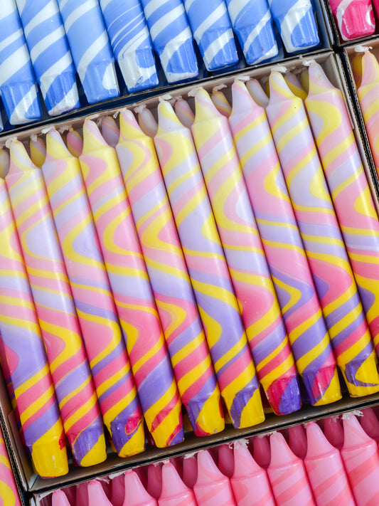 Summer Marble Candles - Purple, yellow & pink