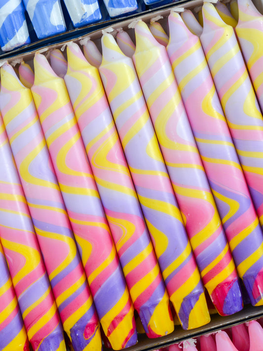 Summer Marble Candles - Purple, yellow & pink