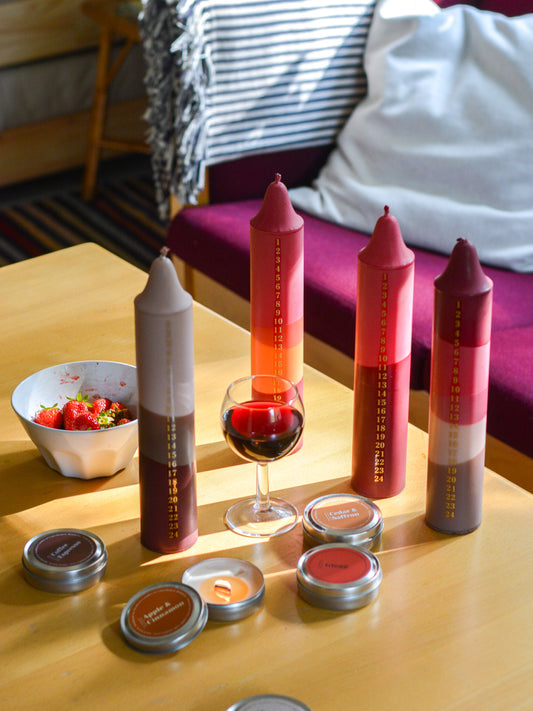 Advent Candle, Kalenderlys White, Beige & Brown