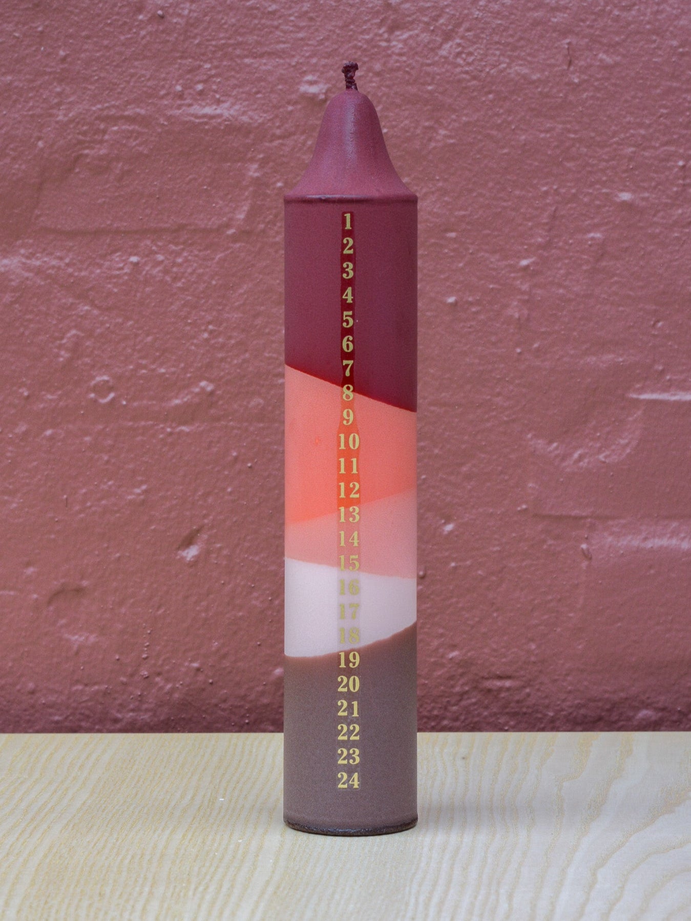 Advent Candle, Kalenderlys Red, Orange, Beige & Brown