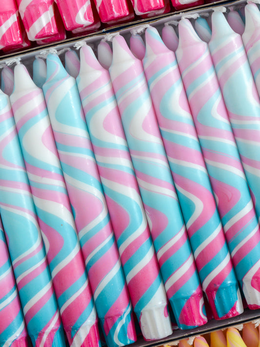 Summer Marble Candles - Turquoise and pink
