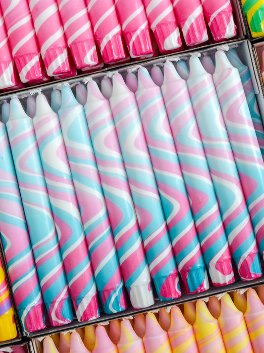 Summer Marble Candles - Turquoise and pink
