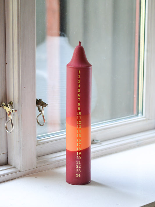 Advent Candle, Kalenderlys Fuchsia, Orange & Red