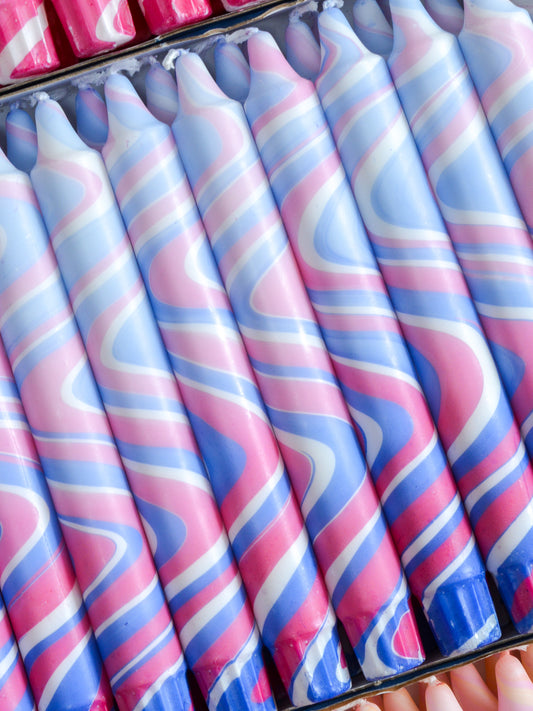 Summer Marble Candles - Pink / Blue Marble
