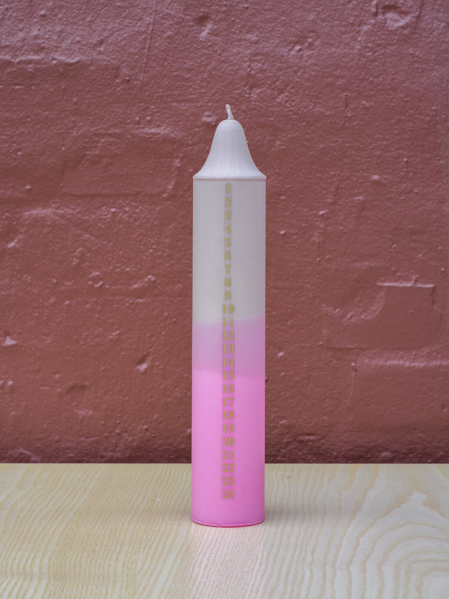 Advent Candle, Kalenderlys Beige & Pink