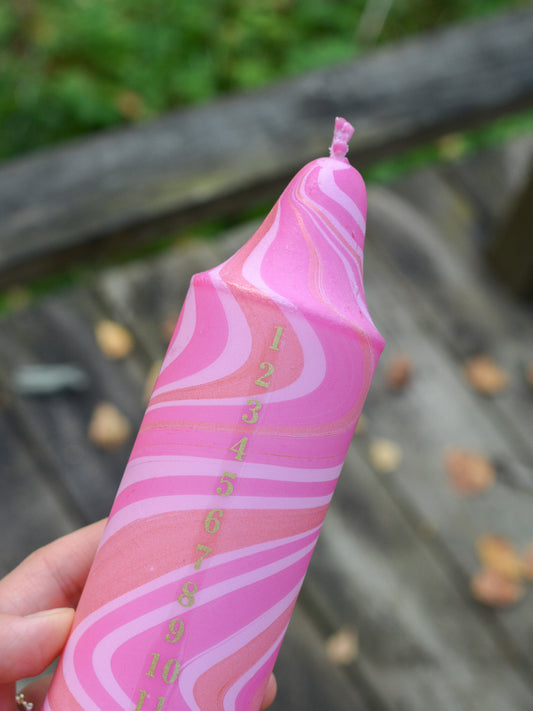 Advent Candle, Kalenderlys Marble Dark Pink