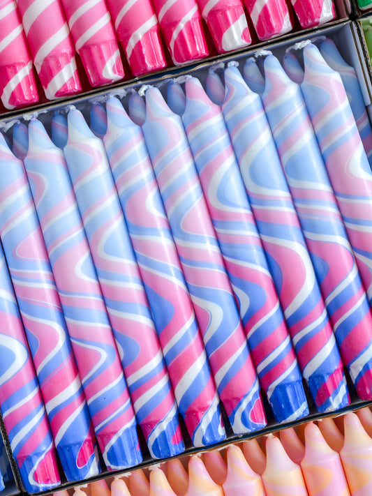 Summer Marble Candles - Pink / Blue Marble