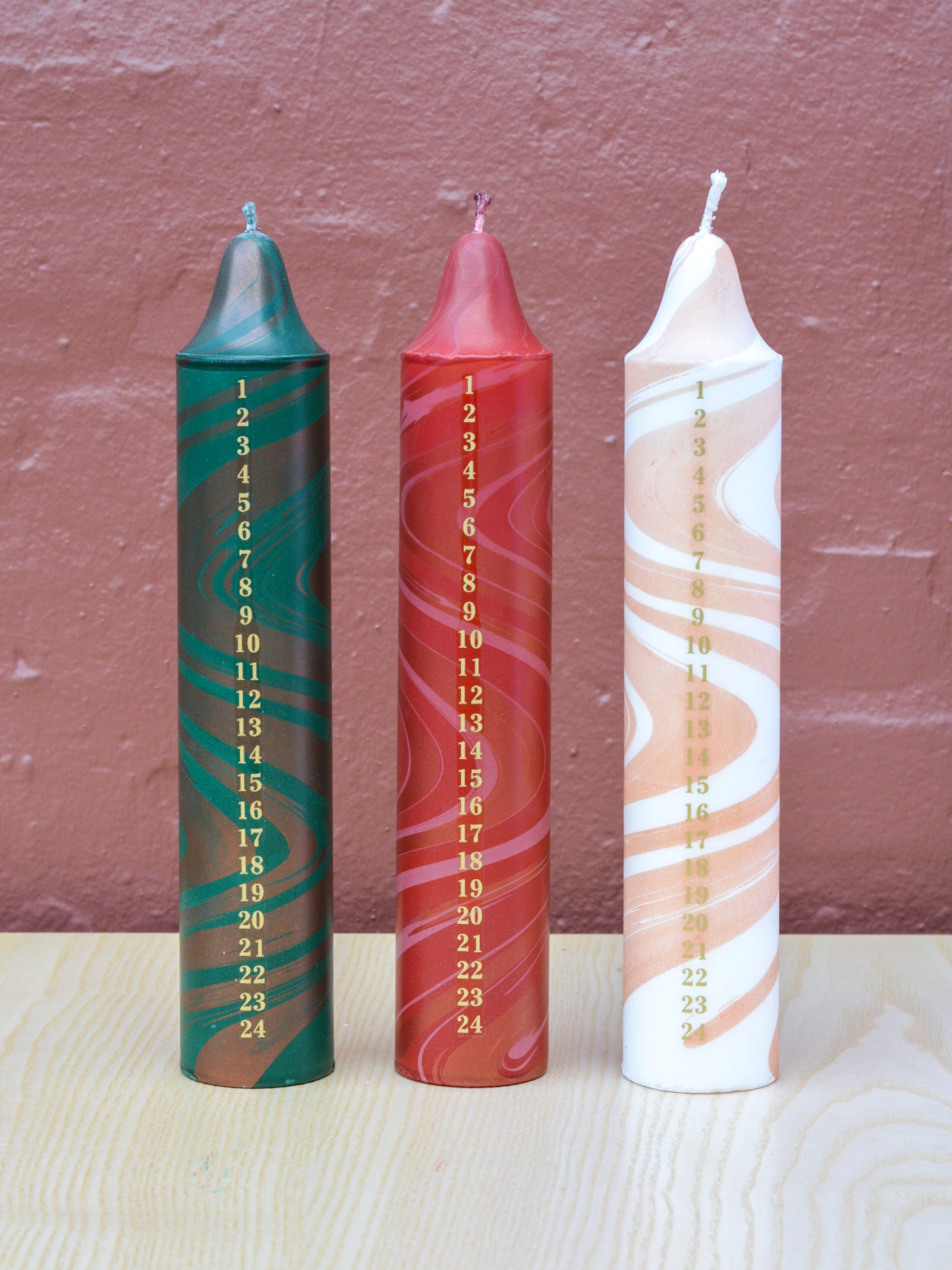 Advent Candle, Kalenderlys Marble Green