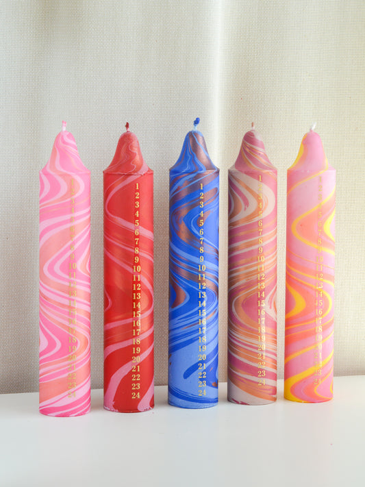Advent Candle, Kalenderlys Marble Red