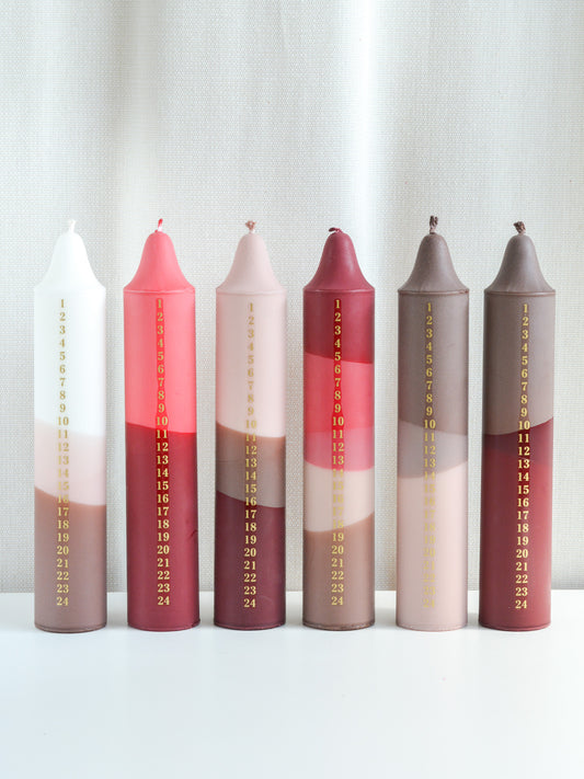 Advent Candle, Kalenderlys Brown & Beige