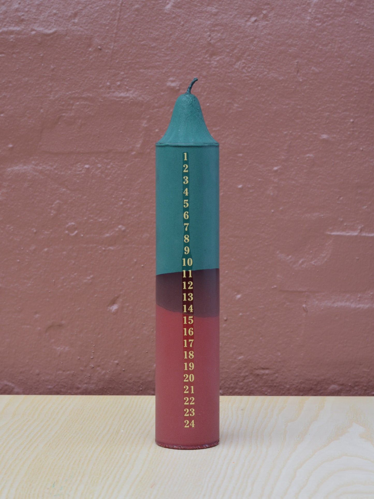Advent Candle, Kalenderlys Green / Red