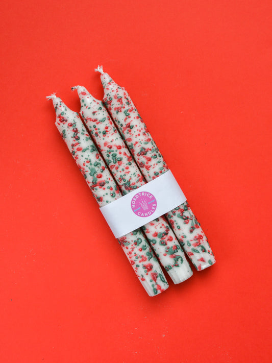 3-pack Taper Candles Christmas Confetti