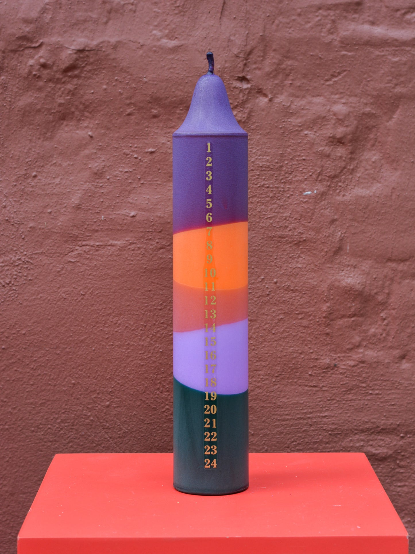 Advent Candle, Dark Purple / Orange / Purple / Green