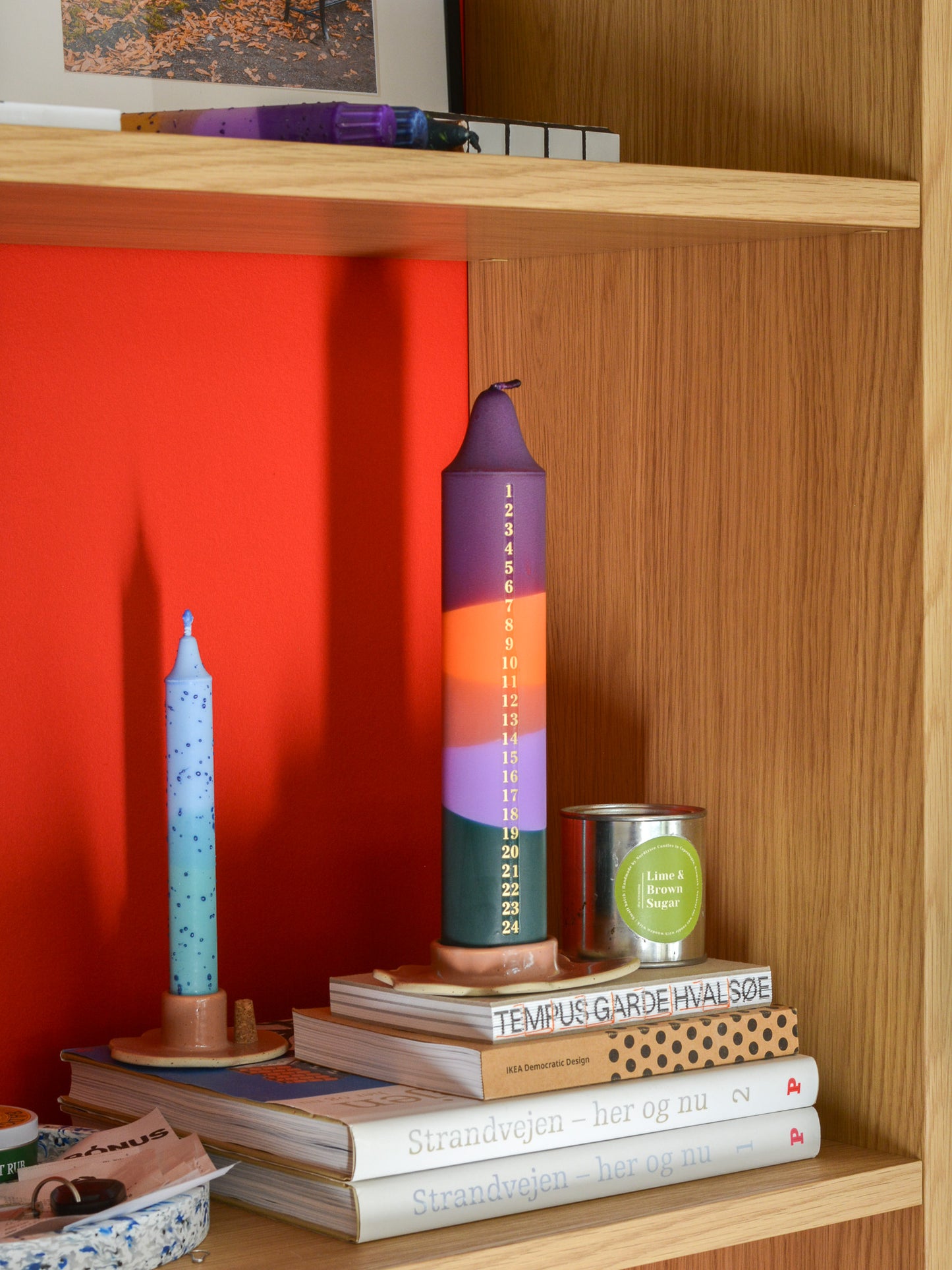 Advent Candle, Dark Purple / Orange / Purple / Green