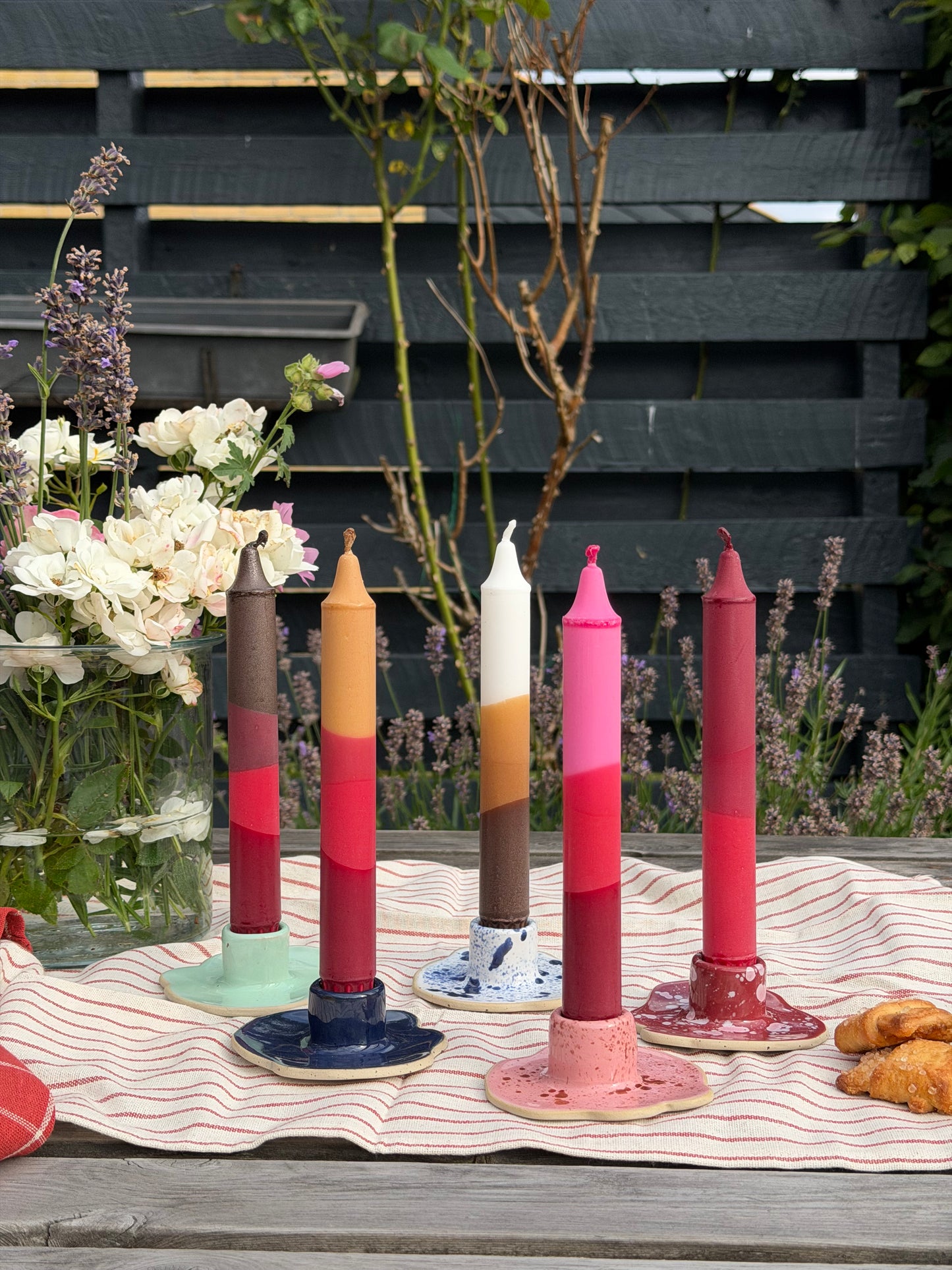 5-pack Taper Candles Nude Pink Ribbon Mix
