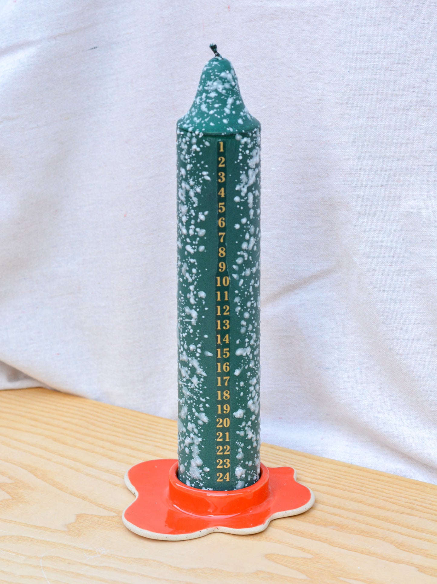 Ceramic Advent Candle Holder Red