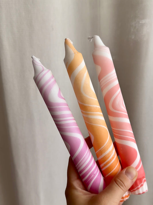 3-pack Taper Candles Marble Sunset