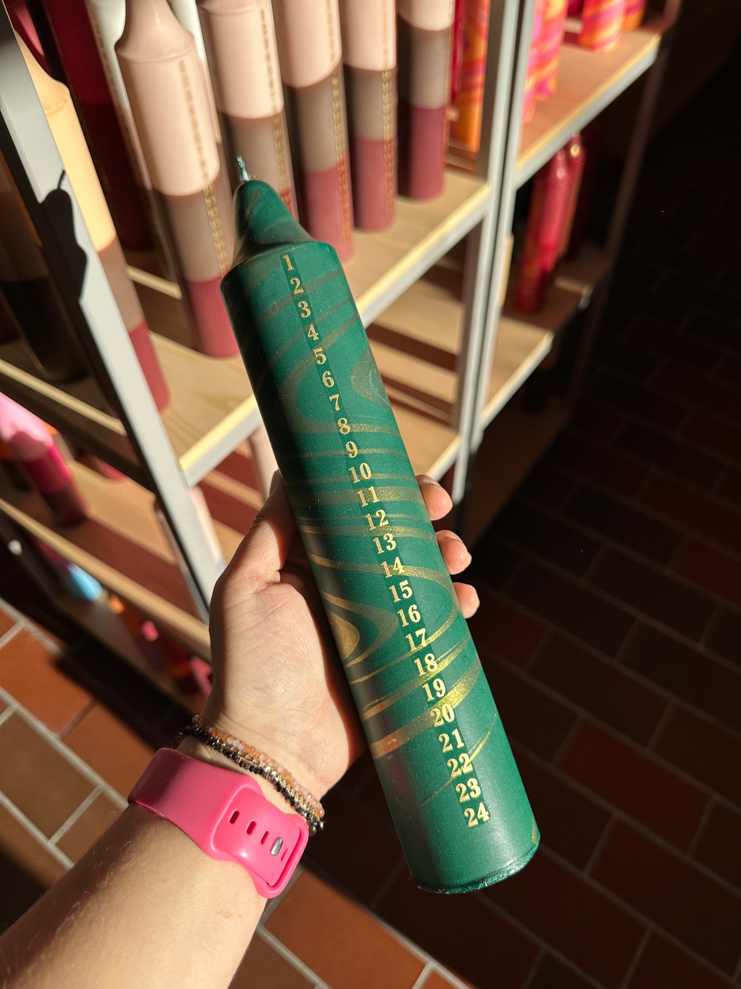 Advent Candle, Kalenderlys Marble Green