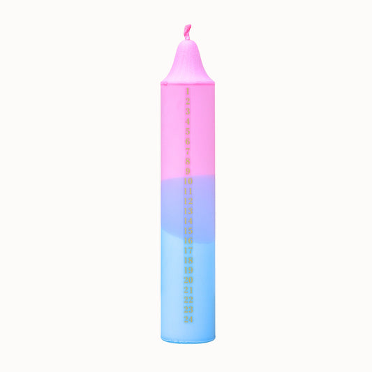 Advent Candle, Kalenderlys Pink & Blue