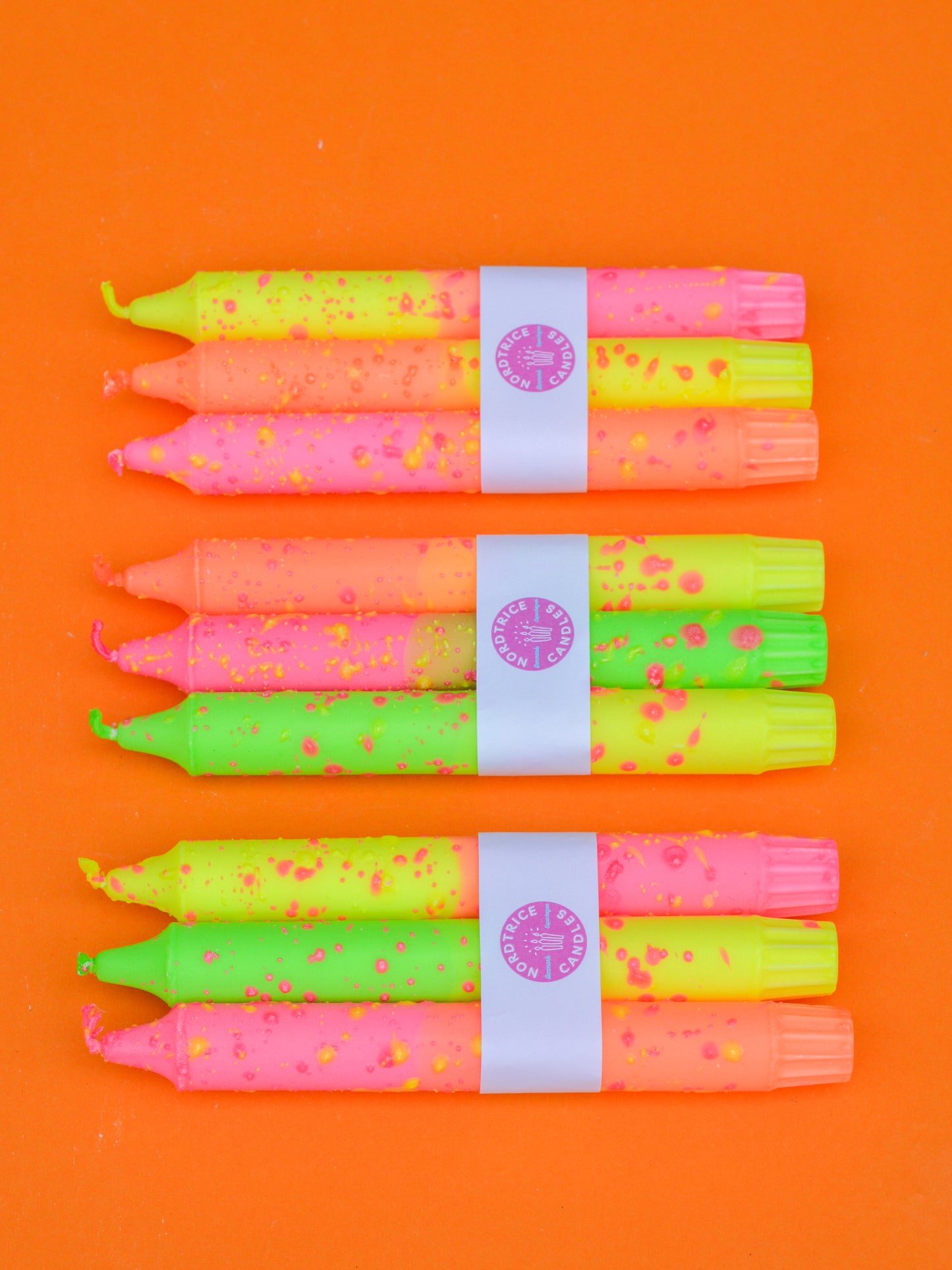 3-pack Taper Candles Neon Orange Summer