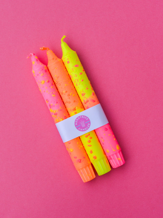 3-pack Taper Candles Neon Pink Summer