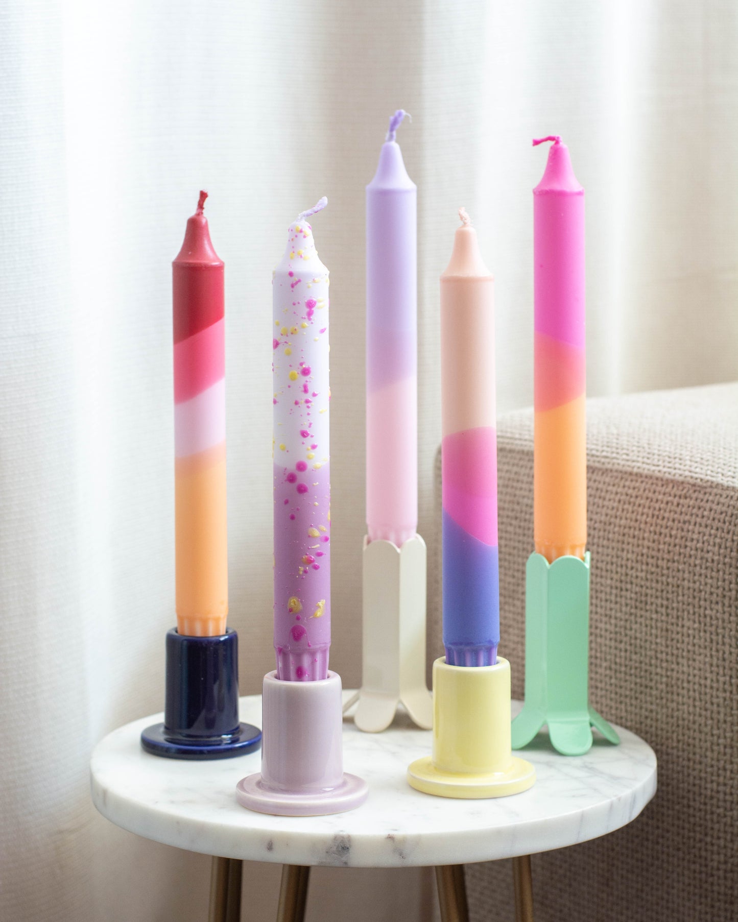 5-pack Taper Candles Pastel Party Sunset Mix