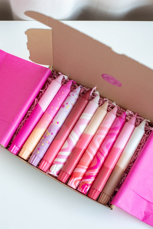 Taper Candles - Valentines Pink Box
