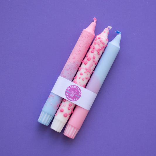 3-pack Taper Candles Fuchsia