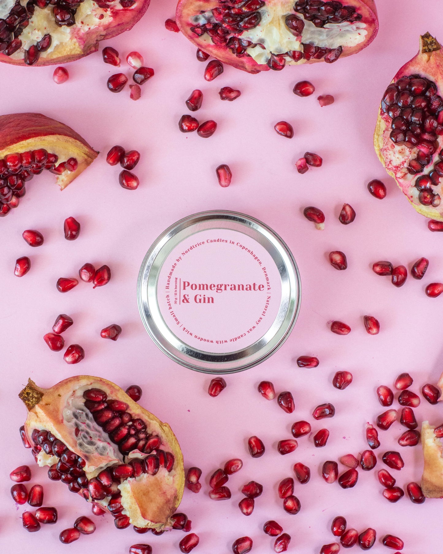 Soy Scented Candle, Pomegranate & Gin M/L size