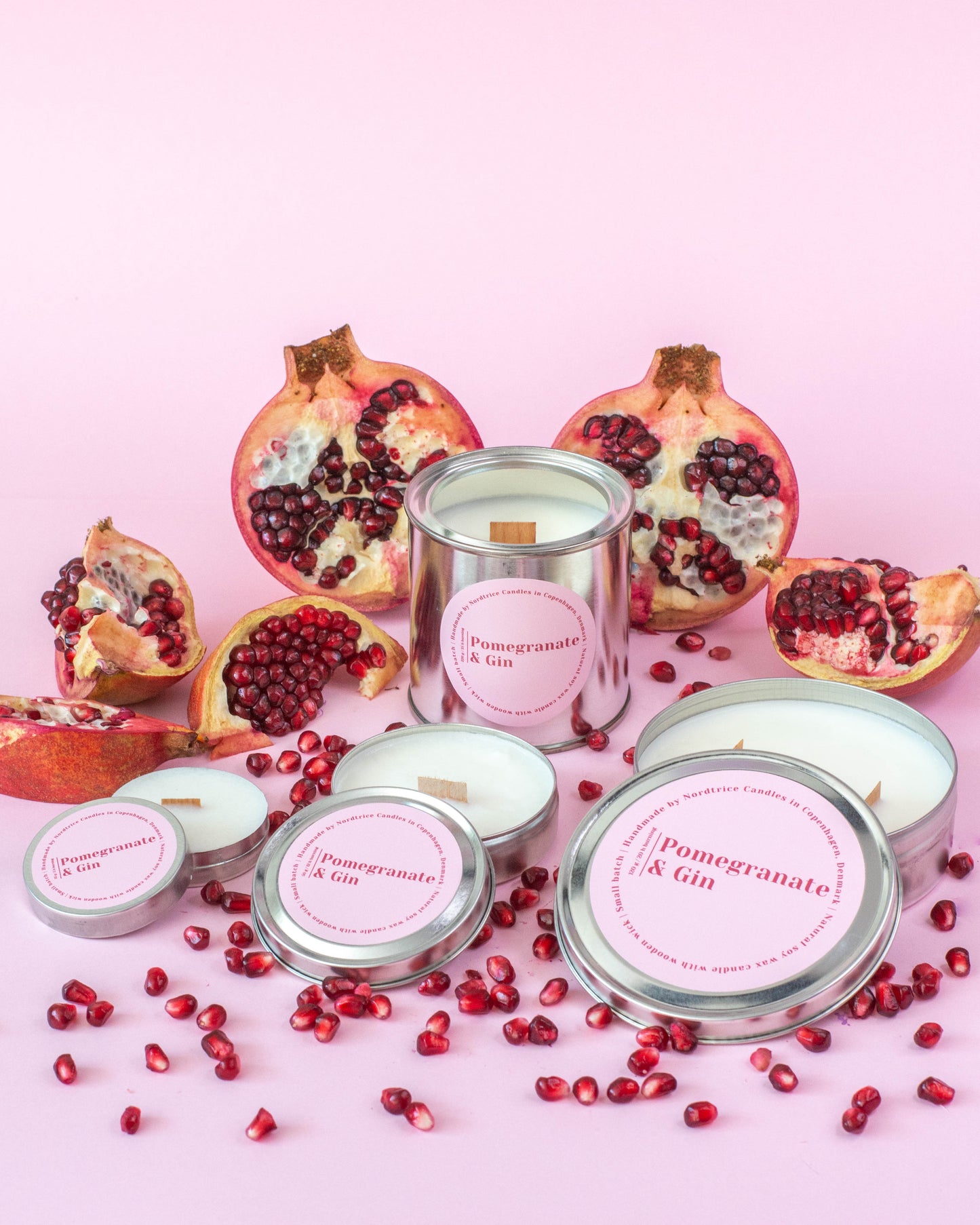 Soy Scented Candle, Pomegranate & Gin M/L size